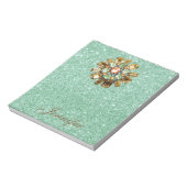 Rhinestone Broach Green Faux Glitter Notitieblok (Linkerzijde)