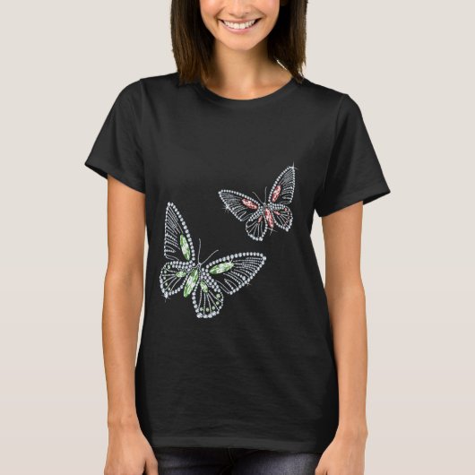 Rhinestone Butterflys Diamond Women's Top (Voorkant)