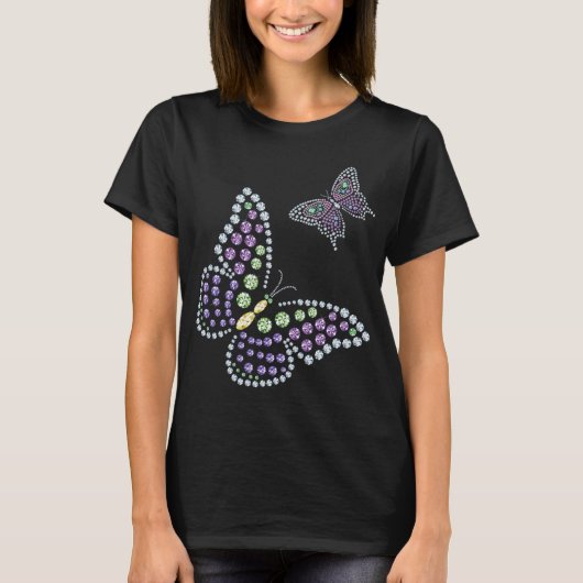 Rhinestone Butterflys Diamond Women's Top (Voorkant)