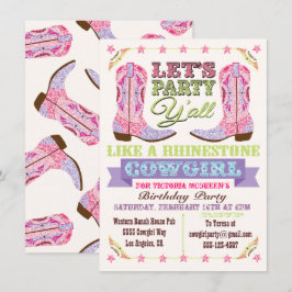 Rhinestone Cowgirl Birthday Party Invitations Kaart