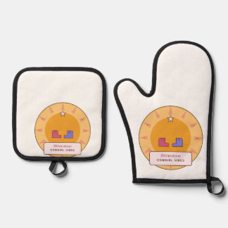 Rhinestone Cowgirl Vibes | Retro Western Zonneuitb Ovenwant & Pannenlap Set