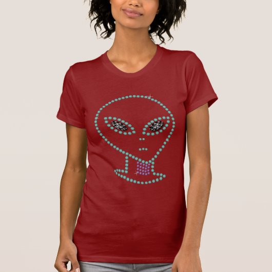 Rhinestone Design Alien T-shirt (Voorkant)