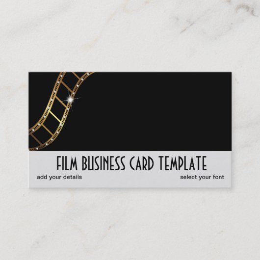 Rhinestone Design Metallic Gold Film Strip Visitekaartje (Voorkant)