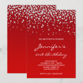 Rhinestone Diamanten Rood Verlopend 21e Verjaardag Kaart (Voorkant / Achterkant)