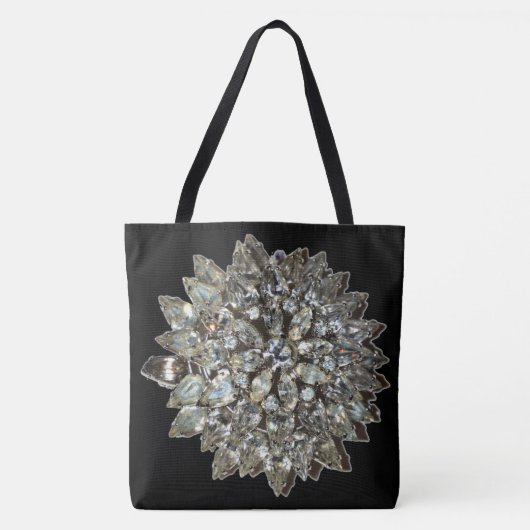  Rhinestone Diamond Bling Pattern Black Tote Bag (Voorkant)