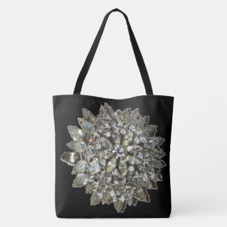  Rhinestone Diamond Bling Pattern Black Tote Bag