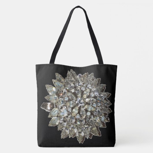 Rhinestone Diamond Bling Pattern Black Tote Bag (Achterkant)