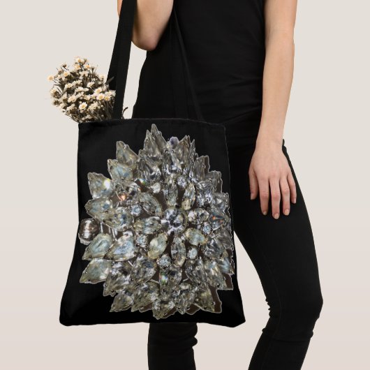  Rhinestone Diamond Bling Pattern Black Tote Bag (Dichtbij)