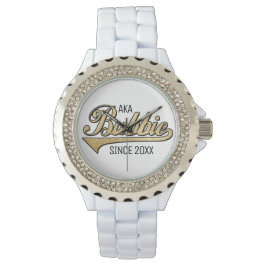 Rhinestone Enamel Watch Grandmammie/Bubbie Horloge