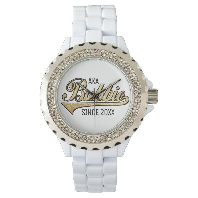 Rhinestone Enamel Watch Grandmammie/Bubbie Horloge (Voorkant)