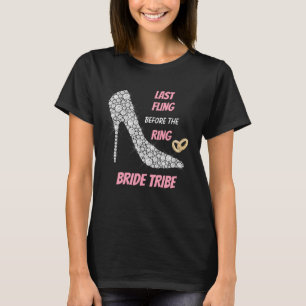 Rhinestone Hakken Laatste Fling Bride Tribe T-shirt