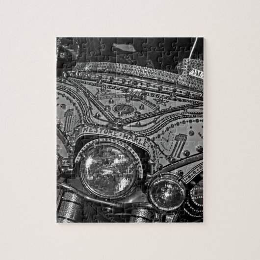 Rhinestone Harley in bw Legpuzzel (Verticaal)