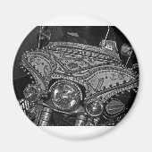 Rhinestone Harley in bw Magneet (Voorkant)