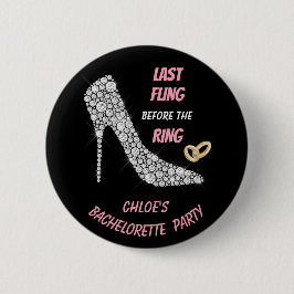 Rhinestone Heels Last Fling Bachelorette Party Ronde Button 5,7 Cm