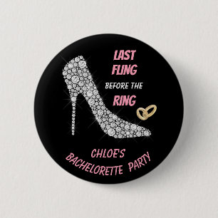 Rhinestone Heels Last Fling Bachelorette Party Ronde Button 5,7 Cm