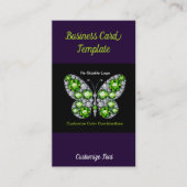 Rhinestone Jewels Emerald Butterfly Visitekaartjes (Voorkant)