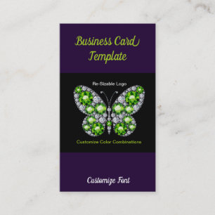 Rhinestone Jewels Emerald Butterfly Visitekaartjes
