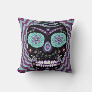 Rhinestone Jewels Skulls Paarse Pillow Design Kussen