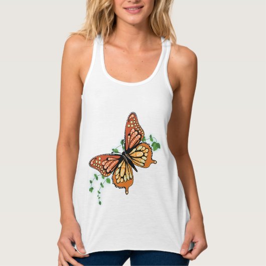 Rhinestone Monarch Butterfly Tanktop (Voorkant)