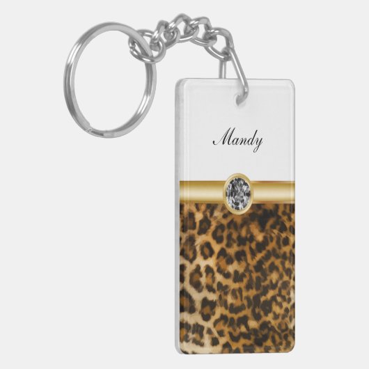Rhinestone Monogram Sleutelhangers Leopard Spots (Voorkant Links)