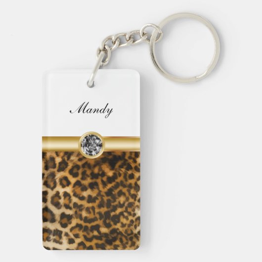 Rhinestone Monogram Sleutelhangers Leopard Spots (achterkant)