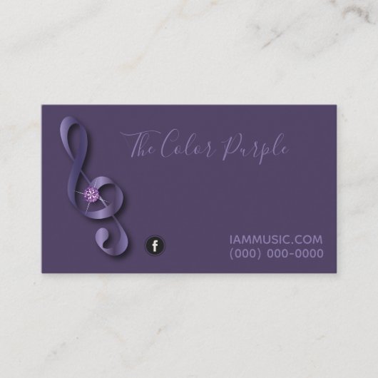 Rhinestone Music Note Paars Logo Visitekaartje (Voorkant)