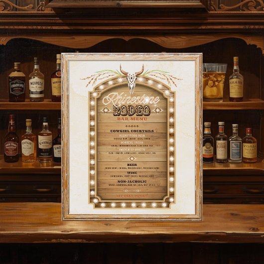Rhinestone Rodeo Bar Menuboard Cowgirl Westers