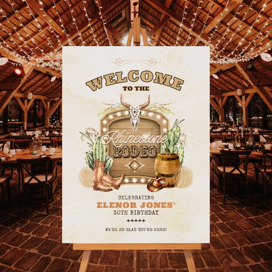 Rhinestone Rodeo Verjaardags Welkom Bord Poster