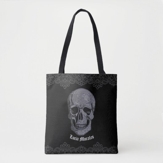 Rhinestone Skull Tote Bag (Voorkant)