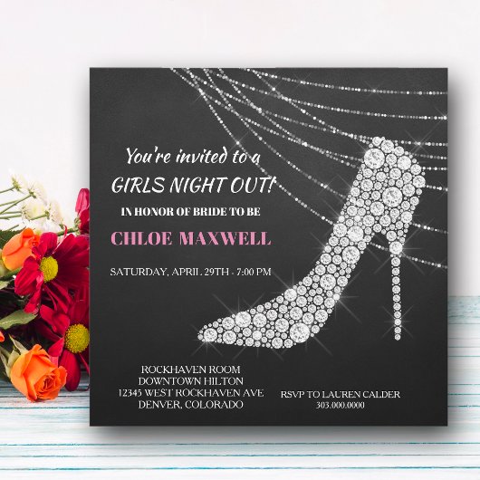 Rhinestone Stilleto Bachelorette Party Kaart