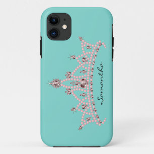 Rhinestone Tiara iPhone 5 Hoesje-Mate Hoesje (aqua