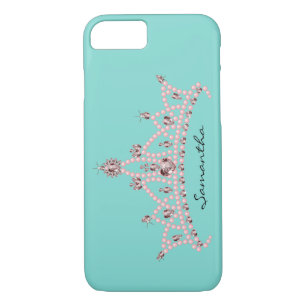 Rhinestone Tiara iPhone 7 Hoesje (aqua)