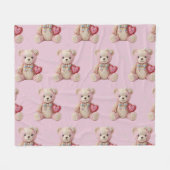 Rhinestone Valentijnsbeer Fleece Deken (Voorkant (Horizontaal))