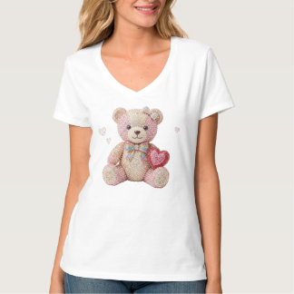 Rhinestone Valentijnsbeer  T-shirt