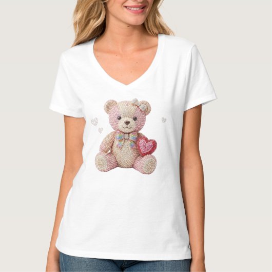 Rhinestone Valentine Bear  T-shirt (Voorkant)