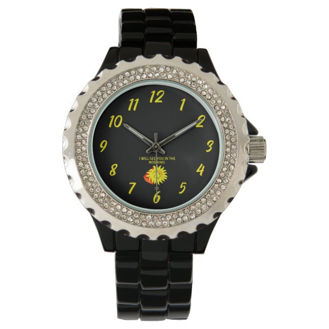 Rhinestone Watch Good Night Sun Women's Horloge (Voorkant)