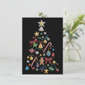 Rhinestone Whimiscal Bling Christmas Tree Holiday Feestdagenkaart (Staand voorkant)