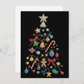 Rhinestone Whimiscal Bling Christmas Tree Holiday Feestdagenkaart (Voorkant / Achterkant)
