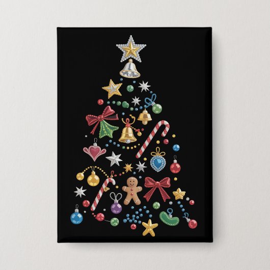 Rhinestone Whimsical Bling Kerstboom Vakantie Button (Voorkant)