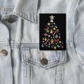 Rhinestone Whimsical Bling Kerstboom Vakantie Button (Insitu)