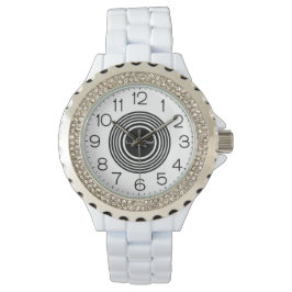 Rhinestone White Enamel Watch, vrouw Horloge