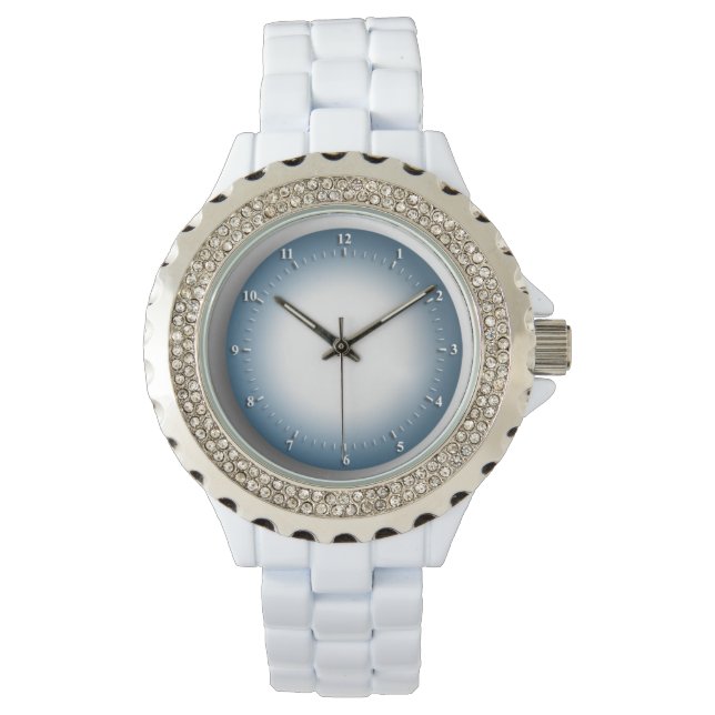 Rhinestone White Enamel Watch, vrouwen Horloge (Voorkant)