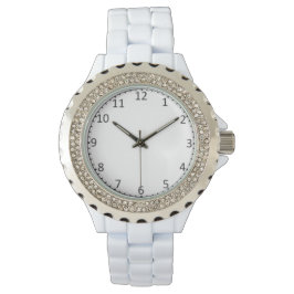 Rhinestone White Enamel Watch, vrouwen Horloge