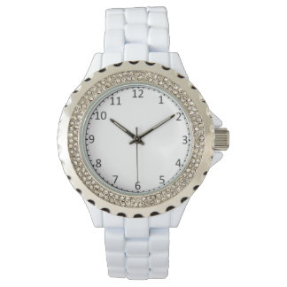 Rhinestone White Enamel Watch, vrouwen Horloge
