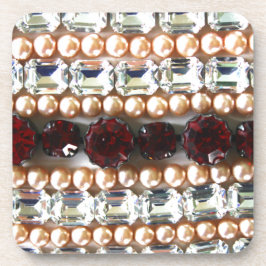 Rhinestonen en parels —  juwelen bier onderzetter