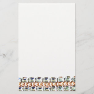 Rhinestonen en parels — juwelen briefpapier