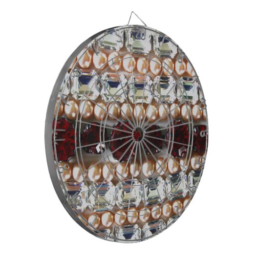 Rhinestonen en parels —  juwelen dartbord (Voorkant Links)