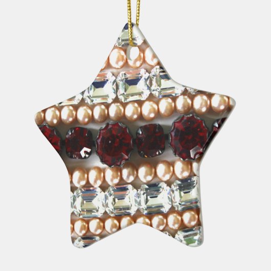 Rhinestonen en parels —  juwelen keramisch ornament (Links)