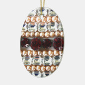 Rhinestonen en parels —  juwelen keramisch ornament (Links)