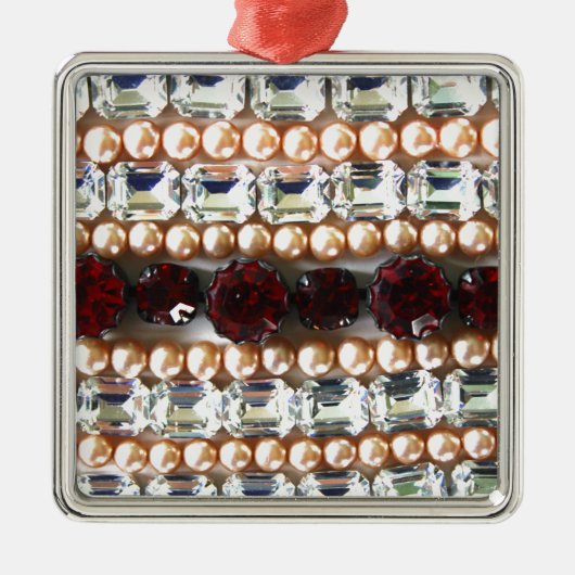 Rhinestonen en parels — juwelen metalen ornament (Voorkant)